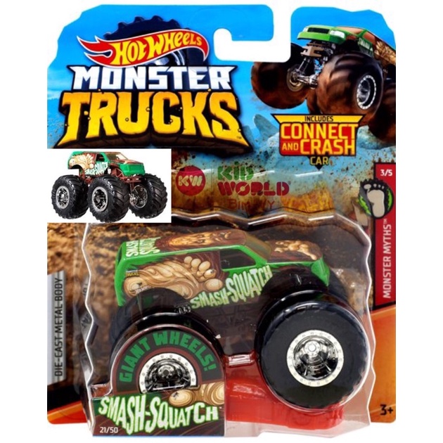 Xe mô hình Hot Wheels Monster Trucks Connect and Crash Smash - Squatch GBT49.