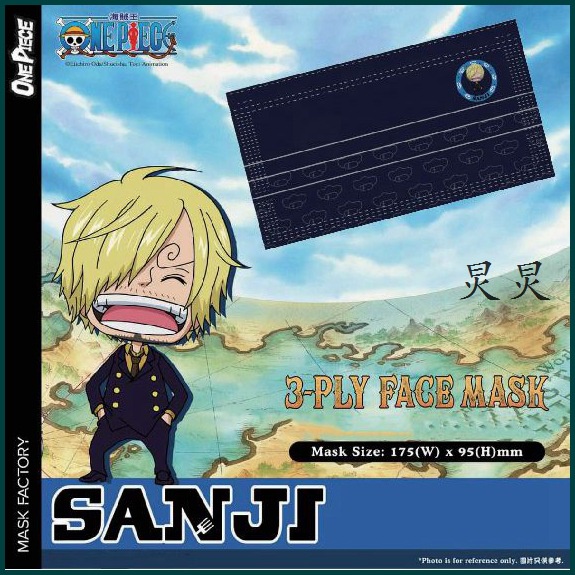 Set 5/10/30 Khẩu Trang 3 Lớp Họa Tiết Luffy/sanji/zoro/nami Cho Người Lớn