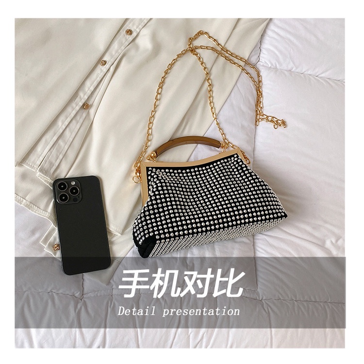 Túi Đeo JASMIN NOIR Chéo Nắp Gập Đính Kim Cương Giả Thời Trang Dành Cho Nữ