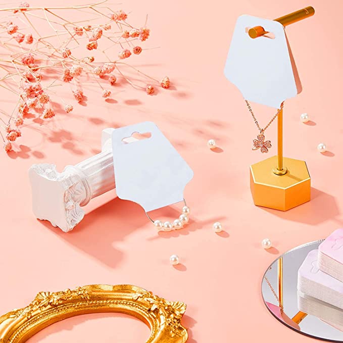 100 thẻ treo dây chuyền, thẻ treo vòng tay, tag treo dây cột tóc, bìa trơn, Thẻ treo vòng cổ kết hợp với bông tai