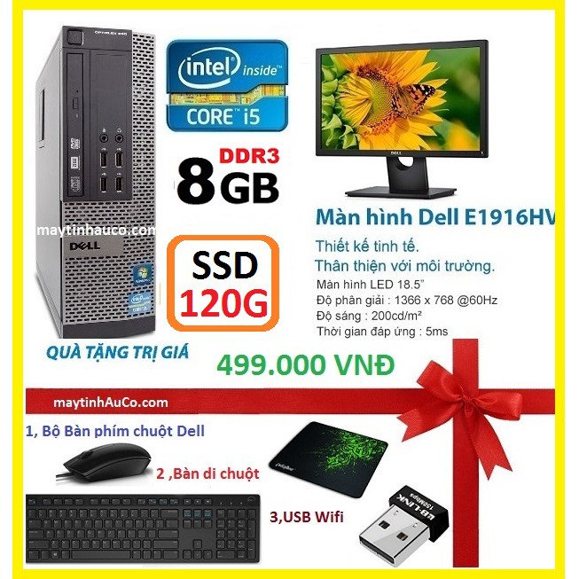 Máy tính để bàn đồng bộ Dell optiplex 390 ( Core i5 / 8G / SSD 120G ),Màn hình Dell 18.5 inch Wide - LED , Tặng Bàn phím | WebRaoVat - webraovat.net.vn