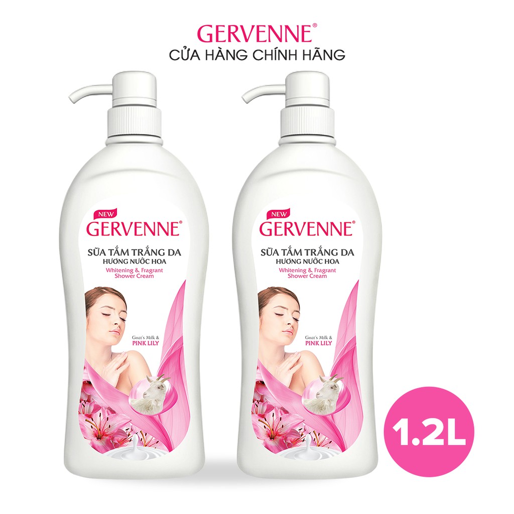 [Mã COSBDAG5 giảm 8% đơn 150k] Combo 2 Sữa tắm trắng da Gervenne Pink Lily 1.2L/chai