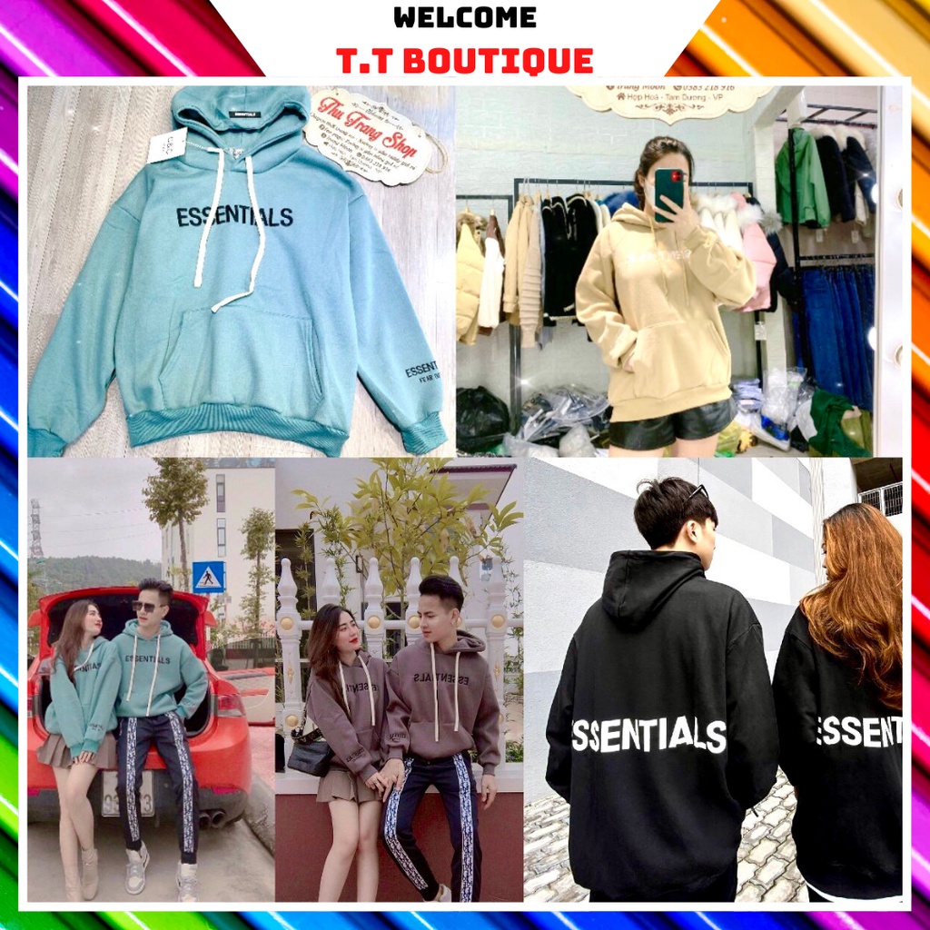Áo nỉ Hoodie essential , áo nỉ bông hoodie unisex nam nữ loại 1 kèm ảnh thật shop tự chụp