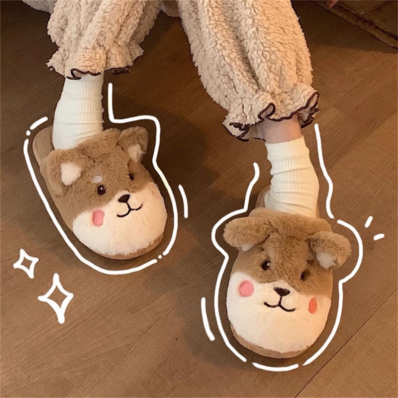 Dép bông thỏ nâu cute đế xốp lông mịn chống trơn đi được cả ngoài đường