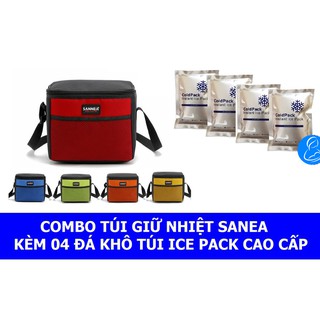 Túi giữ nhiệt Sanea size vừa kèm 4 đá khô túi cold pack cao cấp