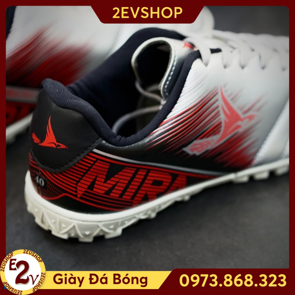Giày đá bóng thể thao nam chất Mira Pro Xám đế mềm, giày đá banh cỏ nhân tạo cao cấp - 2EVSHOP