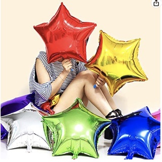 Bong bóng NGÔI SAO 5 cánh tráng nhôm ánh kim đủ màu - Kích thước 10cm -45cm