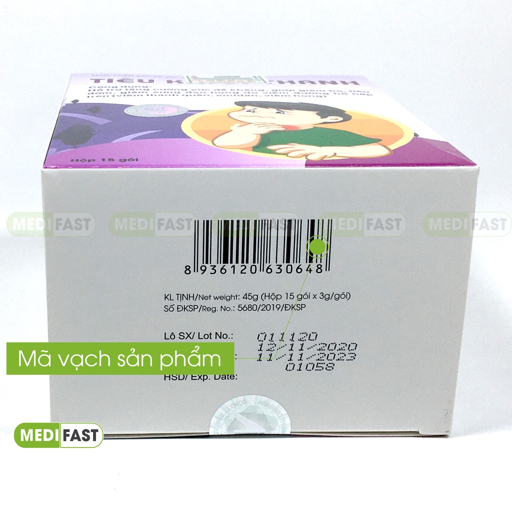 Cốm Tiêu Khiết Thanh - giúp tăng sức đề kháng cho bé, giảm ho khan có đờm từ thảo dược, Vitamin C, Vitamin D, Hộp 15 gói