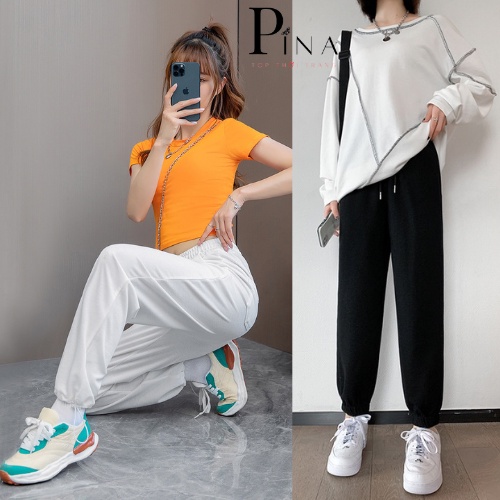 Quần ống rộng nữ, quần jogger nữ bo gấu vải nỉ da cá mềm mịn nhiều màu đủ size năng động. | BigBuy360 - bigbuy360.vn