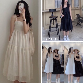 Váy 2 Dây 3 Tầng HS  Nữ [FREESHIP] 🌸 Đầm kiểu dáng học sinh năng động mặc đi biển hàn quốc Ulzzang 🌸
