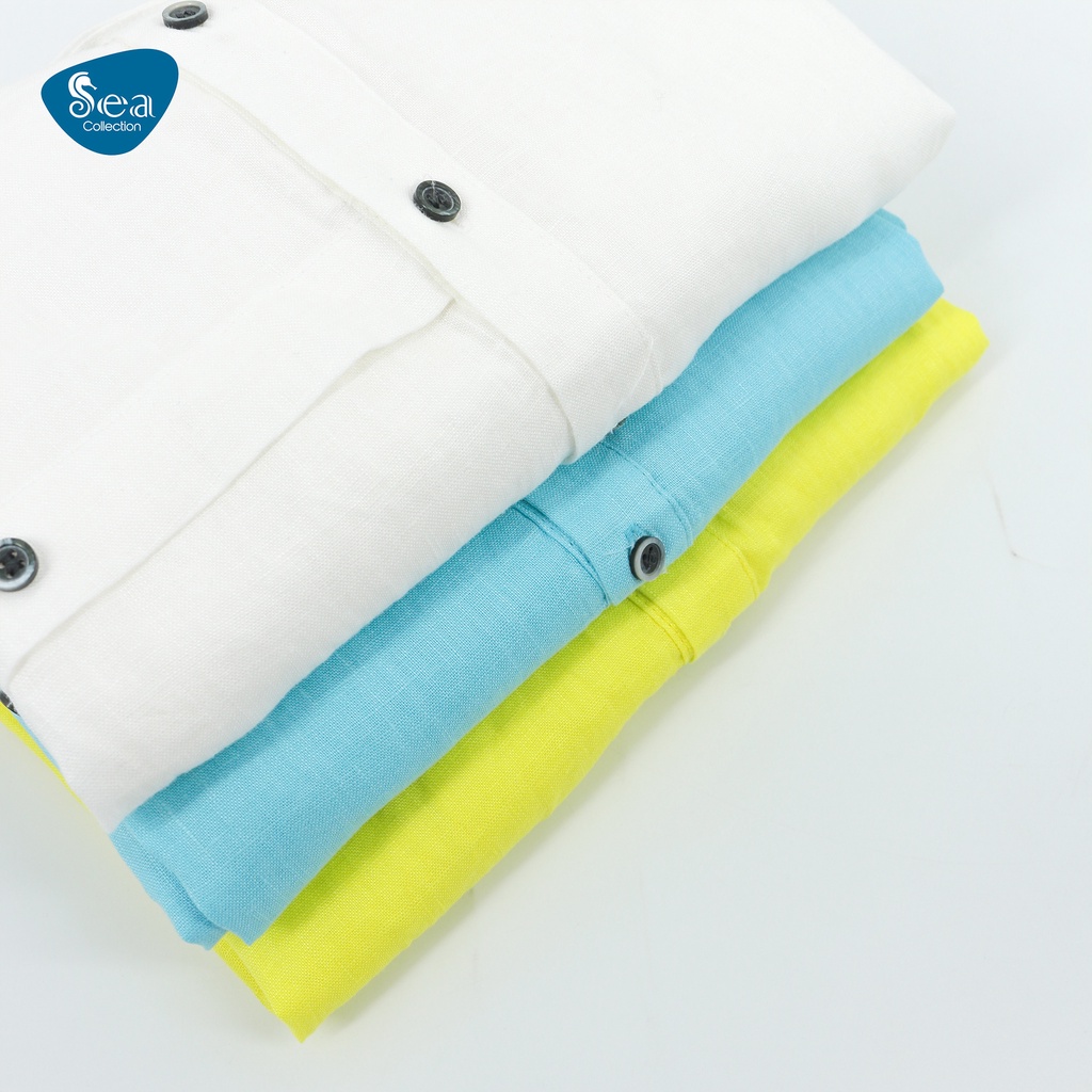Áo Sơ Mi Đũi Nữ Tay Ngắn Sea Collection Chất Linen cao cấp 10215