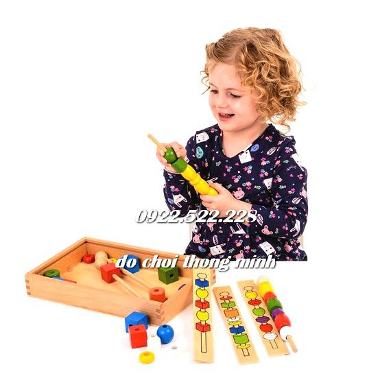 Xâu hạt luồn cọc Montessori - Giáo cụ Montessori