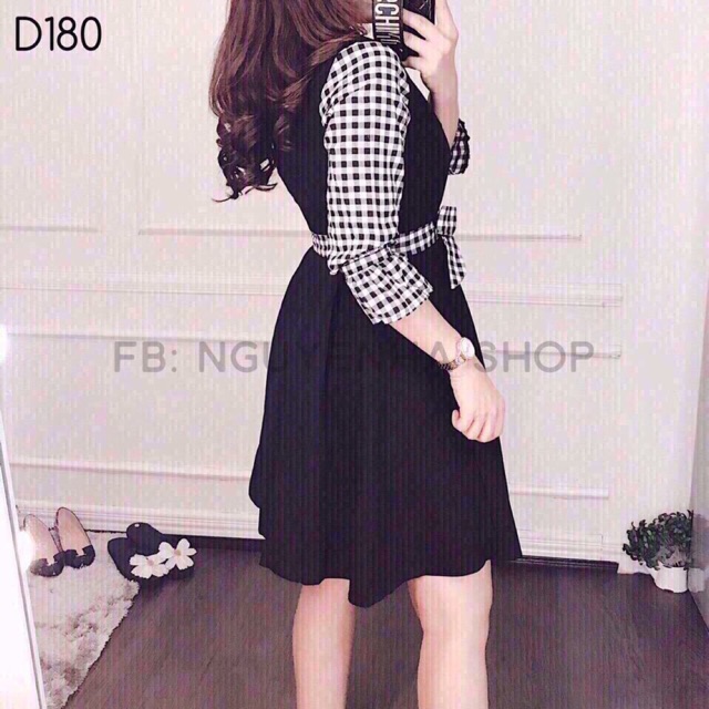 Đầm cát hoạ tiết caro phối