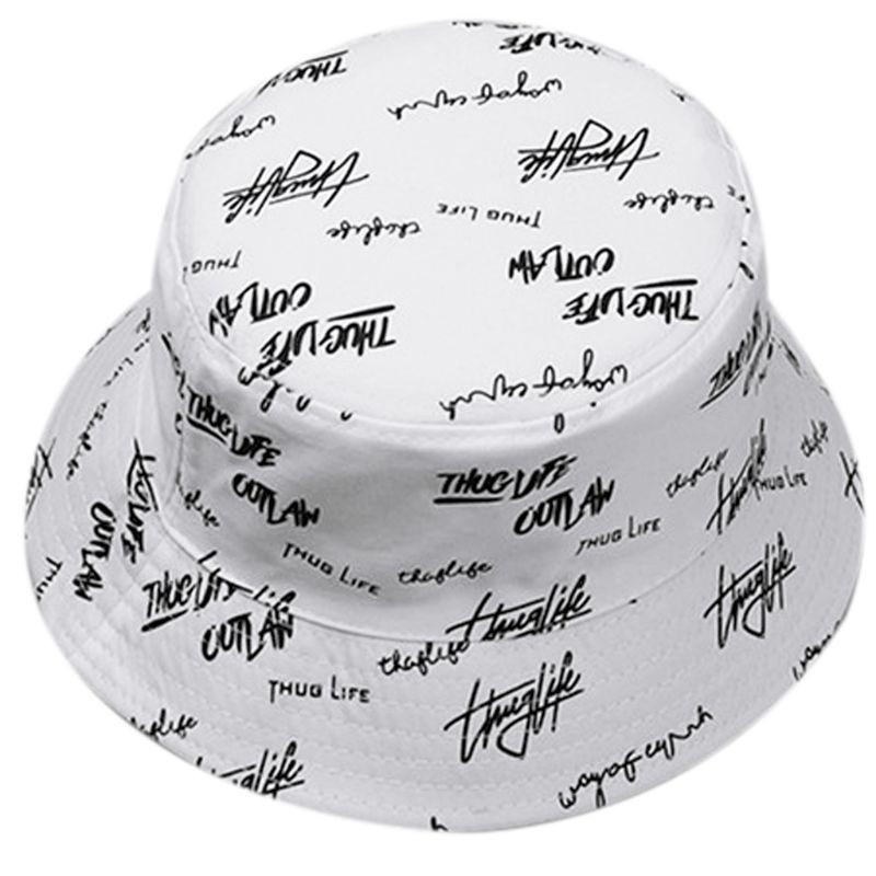 Nón Tai Bèo Cotton Hai Mặt In Họa Tiết Chữ Graffiti Phong Cách Harajuku Nhật Bản Cho Nam Và Nữ