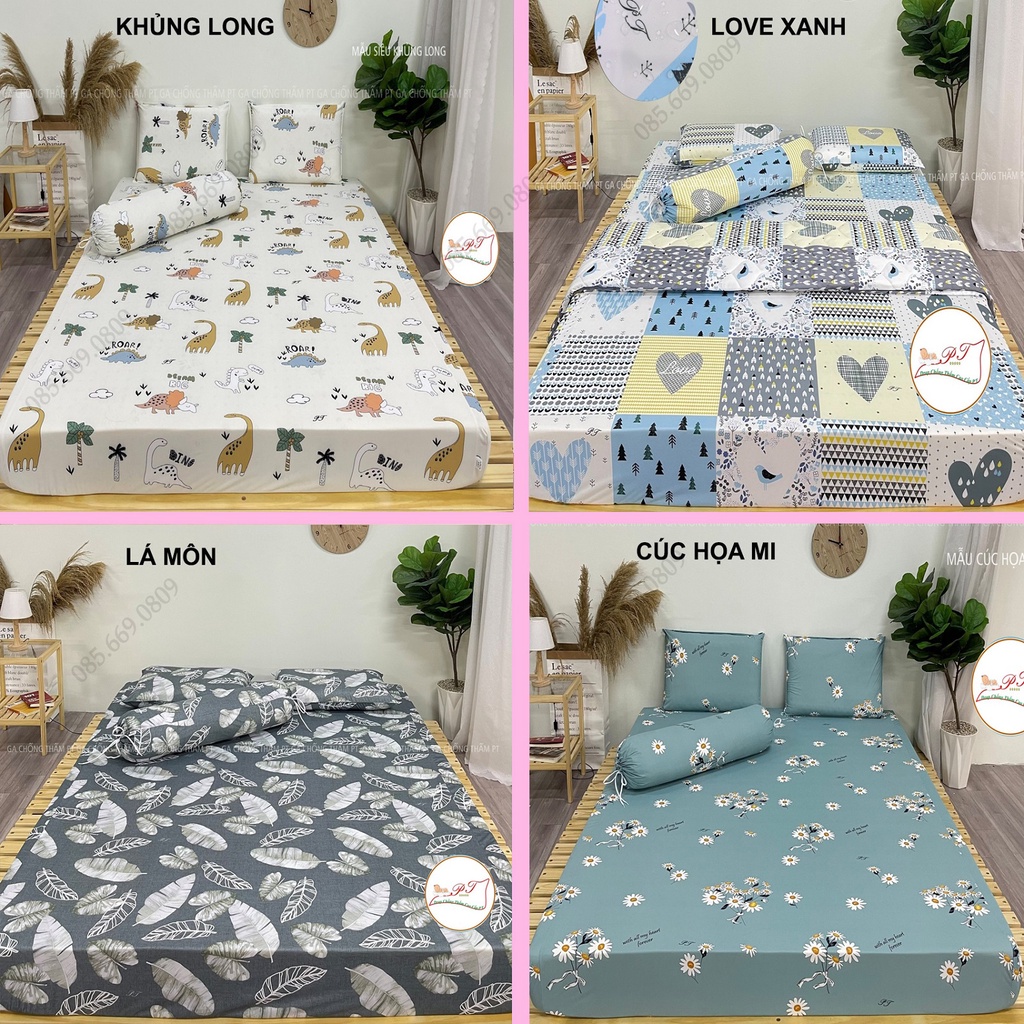 Ga chống thấm cho bé chính hãng PT, chất liệu cotton cao cấp, chống thấm nước tuyệt đối, bé tè lau là sạch (mẫu lá môn)