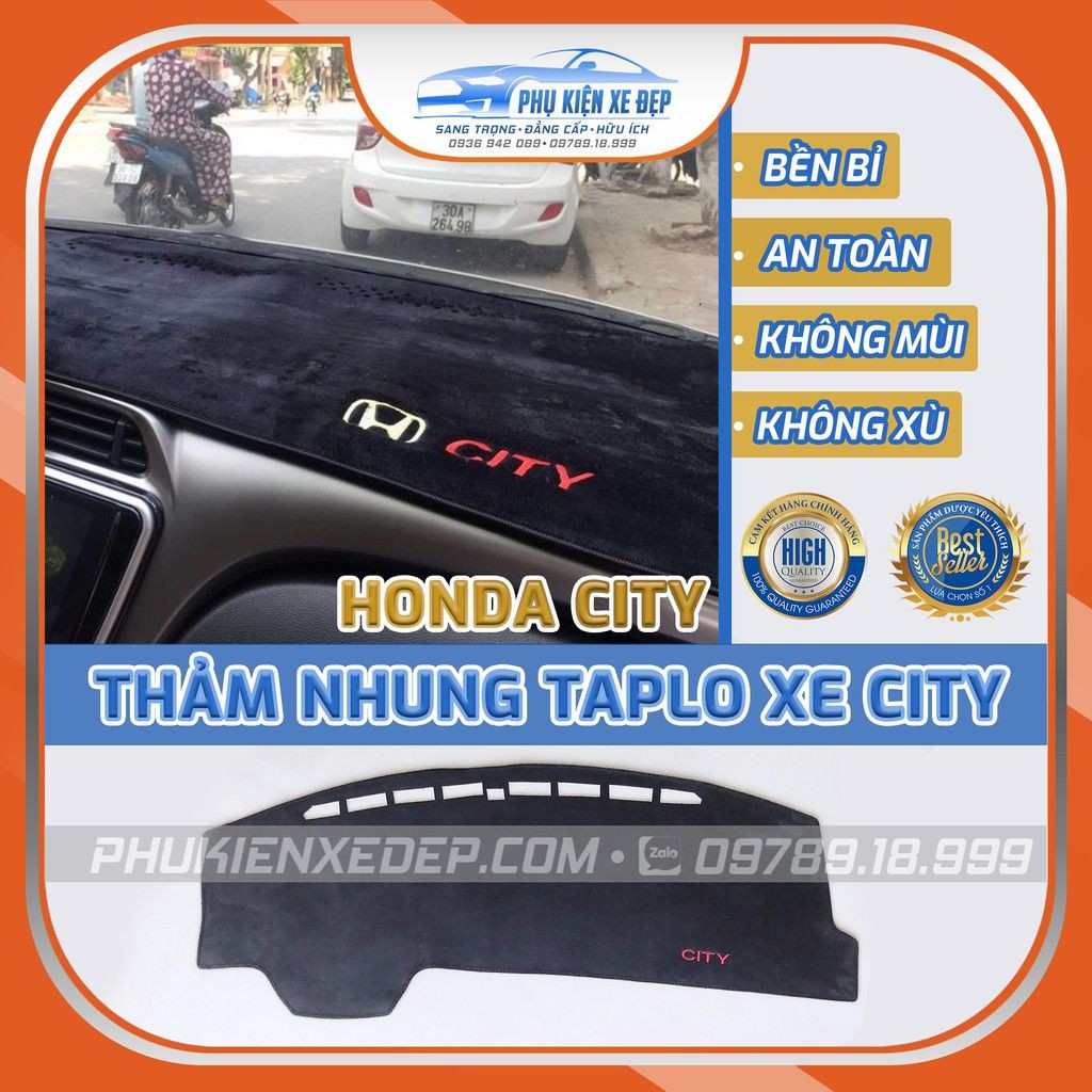 Thảm chống nóng taplo xe HONDA CITY chất liệu Nhung Lông cừu 3 lớp chống Trượt, đặt hàng ghi chú rõ Năm sản xuất của xe