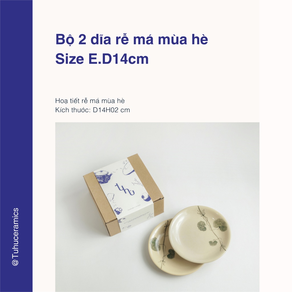 Bộ 2 dĩa 14cm họa tiết " rễ má mùa hè"