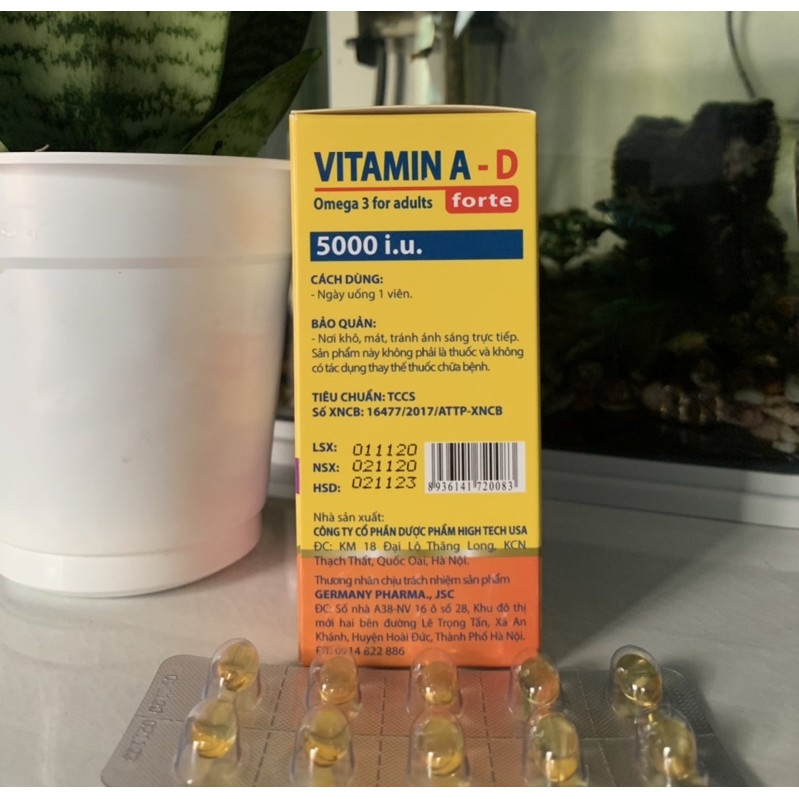 Viên Uống Vitamin A D Bổ Sung Vitamin Giảm Nguy Cơ Khô Mắt Mỏi Mắt Còi Xương Hỗ Trợ Đẹp Da Hộp 100 Viên