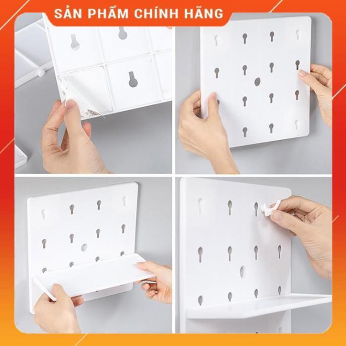 Giá dán tường để đồ, tấm nhựa có lỗ để trang trí, kệ để trang trí kệ để gổ treo tường