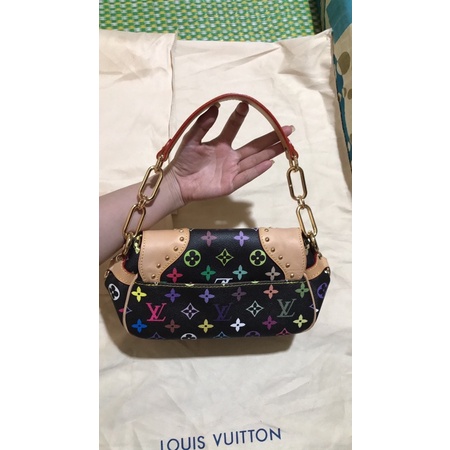 Túi xách Lv đen hoa 7 màu mập cổ hàng si da thật size 25