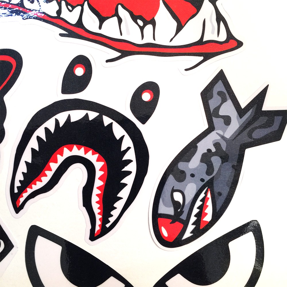 Team Dán Xe Máy Cá Mập - Hình Dán Sticker Trang Trí Mũ Bảo Hiểm Xe Máy - Chống Thấm Nước