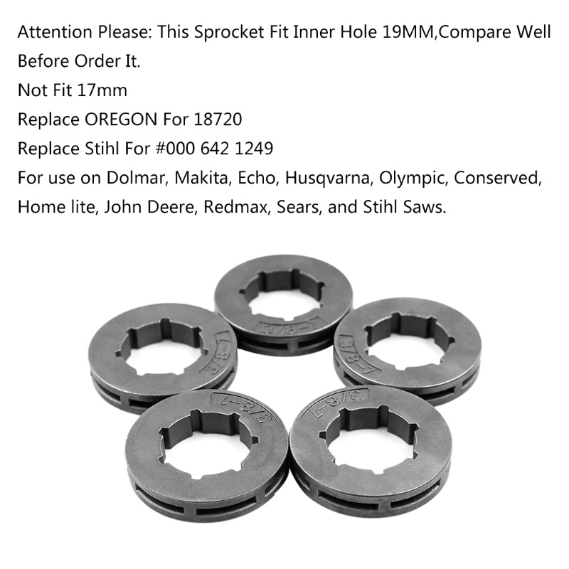 Set 5 Bánh Răng 3/8 inch Pitch 7 19mm Cho Máy Cưa MS360 MS310 154