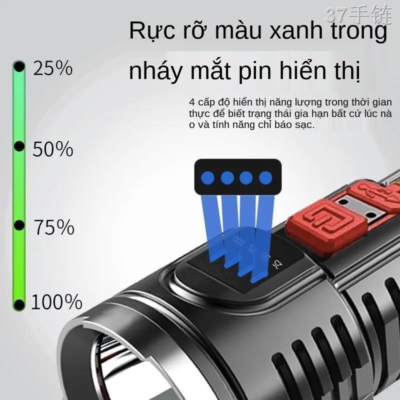 TĐèn pin Dongling ánh sáng mạnh Đèn sạc USB siêu sáng trường siêu sáng Đèn pin gia đình cầm tay mini tầm xa