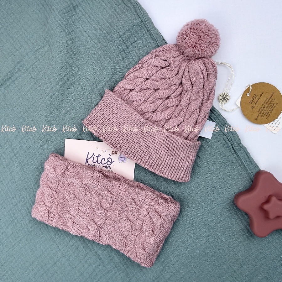 HRNEE Set khăn ống mũ len