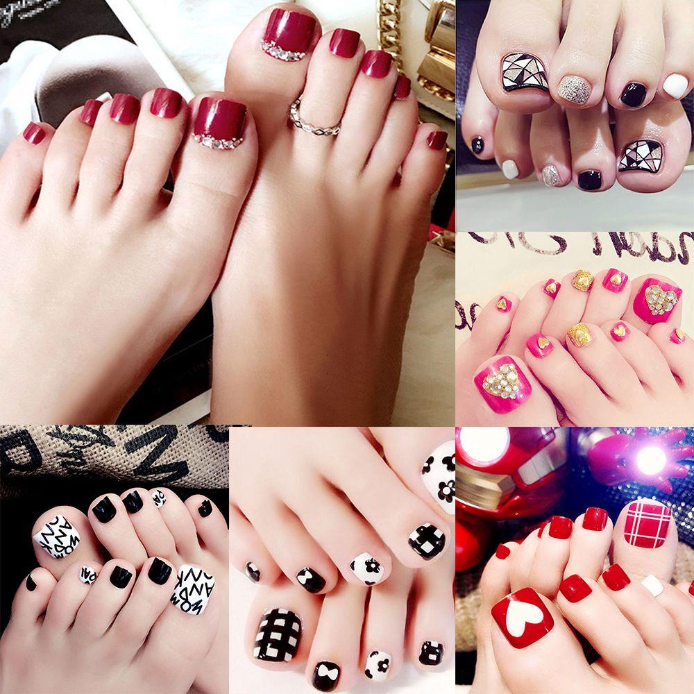 Hộp 24 Móng Chân Giả Đầu Vuông Thời Trang Cho Nữ MIHAN1