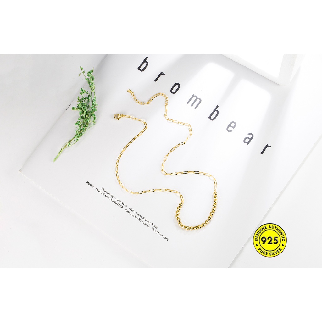 Vòng cổ Chuỗi Hạt Mạ Vàng Và Bạc 18K Phong Cách Unisex