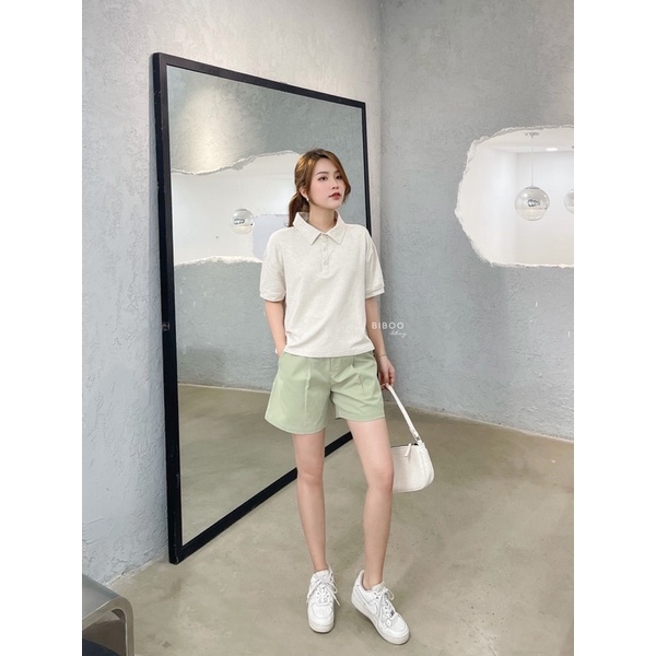 BIBOO - Áo polo croptop trơn form rộng chất liệu dày dặn, mịn mát PLAIN POLO CROPTOP