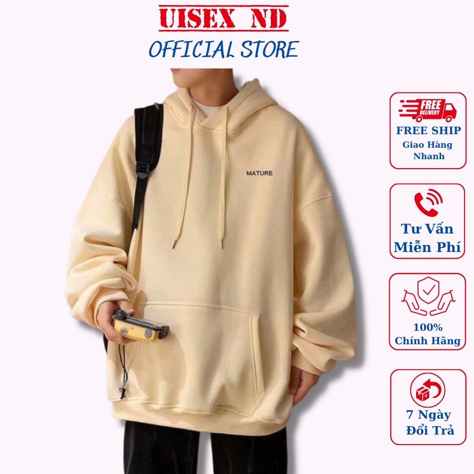 Áo Hoodie Unisex nỉ in chữ, phong cách basic, form rộng nam nữ mặc đều đẹp
