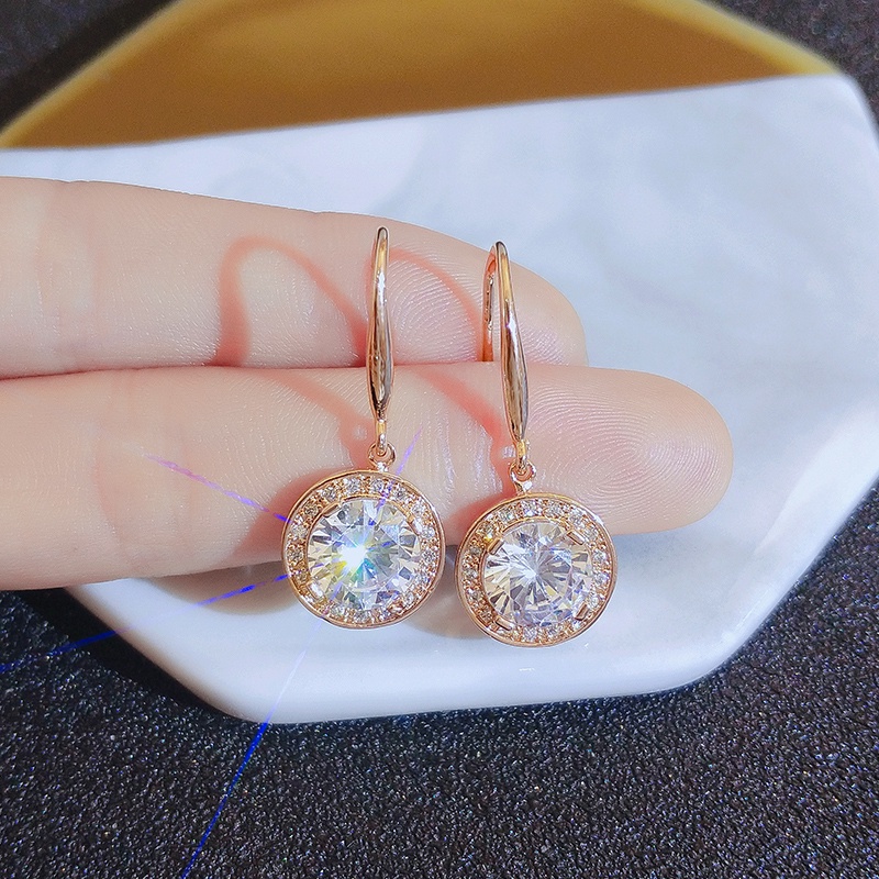 [Jiudoulan] Bông Tai Tròn Đính Đá Zircon Thời Trang Dành Cho Nữ