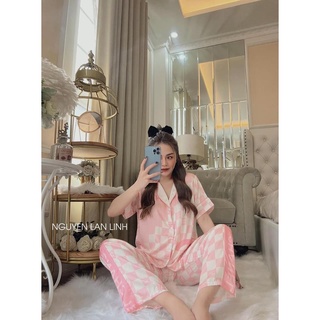 Bộ ngủ lụa latin cộc dài hàng thiết kế mác SAM (kèm video và ảnh thật)