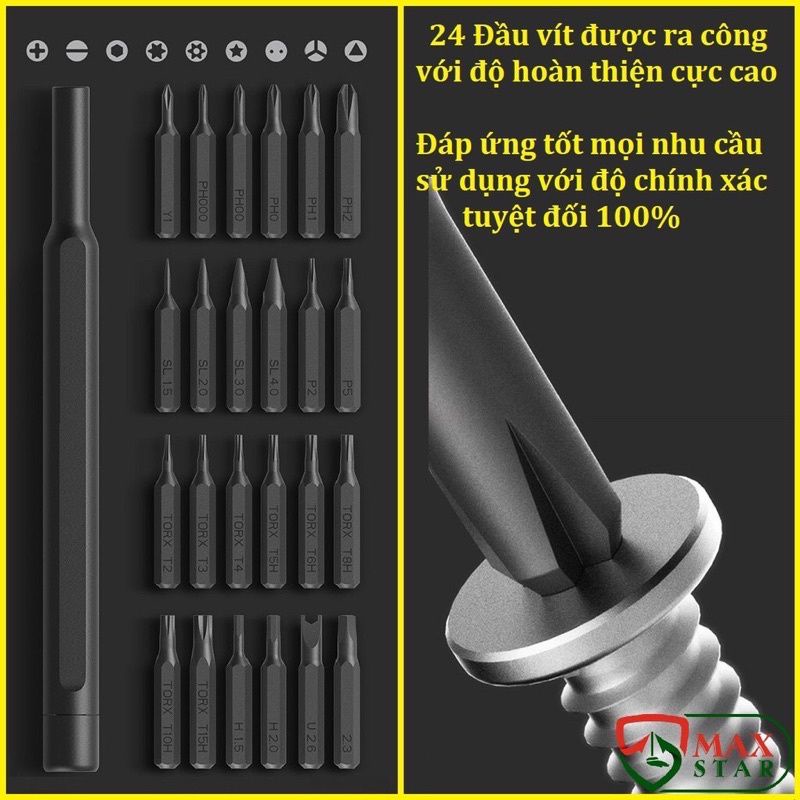 Bộ tô vít đa năng mini 24 đầu, Tua vít Đa năng cao cấp siêu bền Tô vít sửa điện thoại
