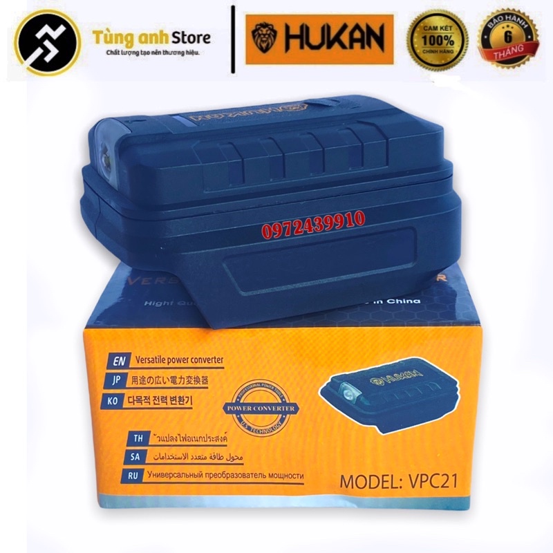Bộ chuyển đổi dùng để sạc điện thoại qua pin HUKAN VPC21 tích hợp 2 cổng USB