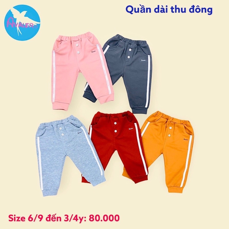 Quần thu đông Avaler size cho bé từ 6-9m đến 3-4y