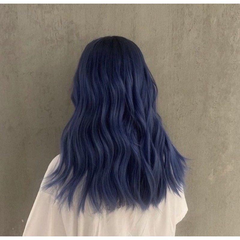 Thuốc Nhuộm Tóc Màu XANH DƯƠNG ĐEN KHÓI,Màu Thời Trang Xanh Đen Khói Không Tẩy, Xanh Blue Hanahair tặng găng tay Cheng