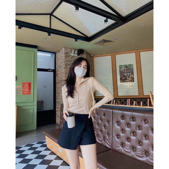 Áo len tăm cổ khuy