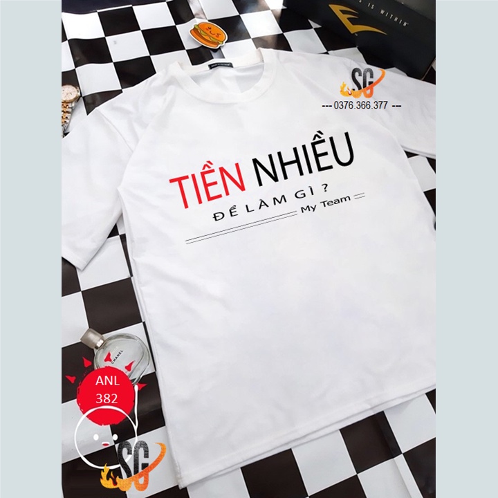 Áo thun nam nữ hội nhóm mẫu Tiền Nhiều form unisex thun cotton dày dặn màu trắng ANL382 | SG