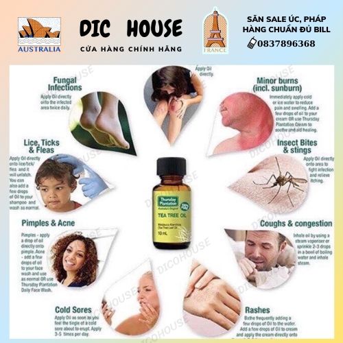 Tinh dầu tràm trà Úc Thursday Plantation tea tree oil nguyên chất 100% 15ml/25ml 50ml