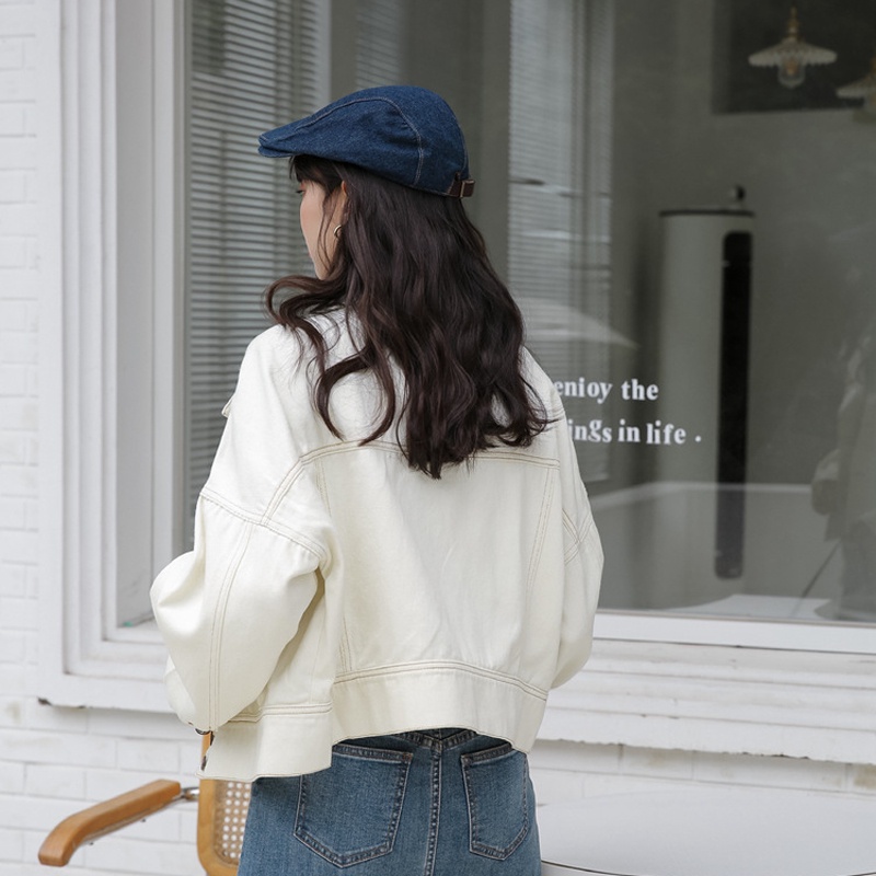 IELGY Áo Khoác denim Ngắn Dáng Rộng Phong Cách Hàn Quốc Cho Nữ