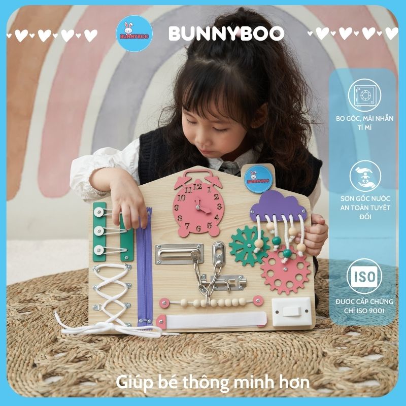 Bảng Bận Rộn Busy Board Đồ Chơi giáo Dục Ngôi Nhà Nhỏ BUNNYBOO Thông Minh giúp Bé giải Trí Phát Triền Kĩ Năng Tư Duy