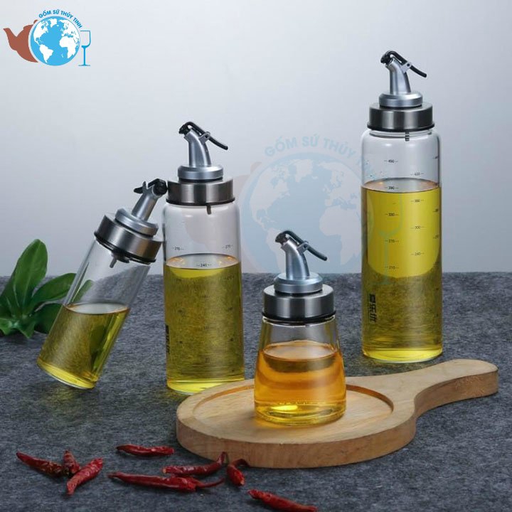 Bình, hũ đựng dầu ăn gia vị thủy tinh cao cấp 180 ml dáng LÙN có vòi chiết rót | BigBuy360 - bigbuy360.vn