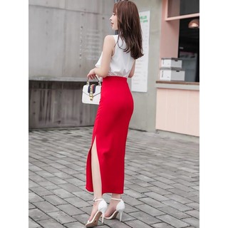 chân váy ôm body dài xẻ đùi