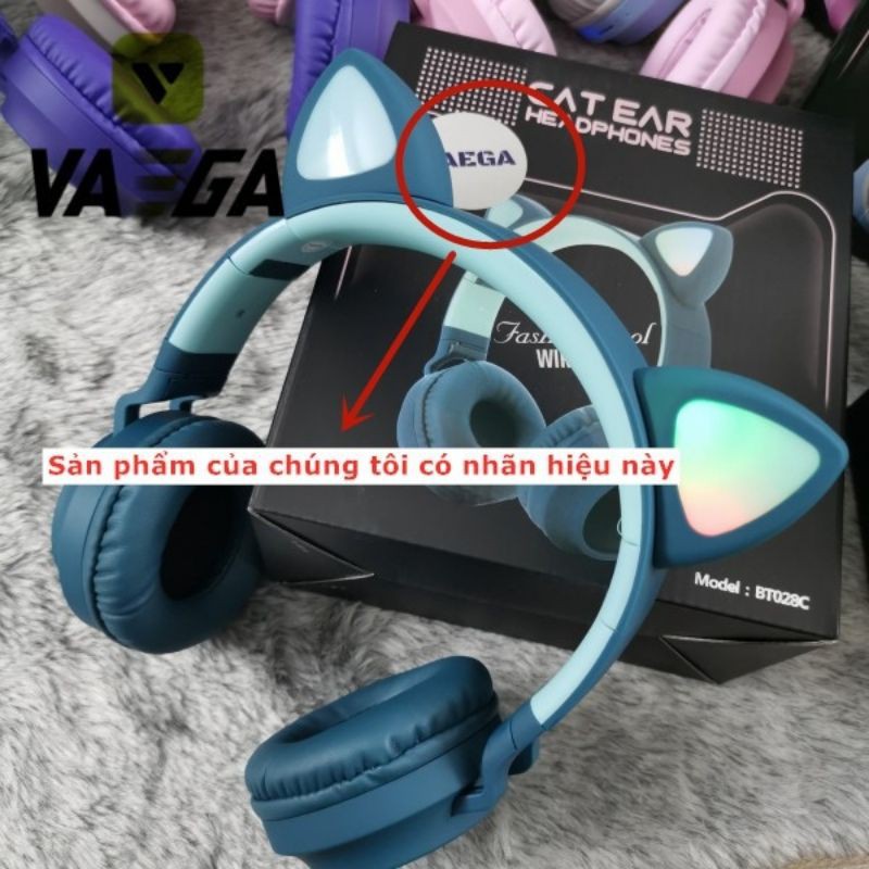 HEADPHONE WIRELESS TAI MÈO MẪU MỚI , MODEL VZV - 23M ( LED TỰ ĐỔI MÀU )

