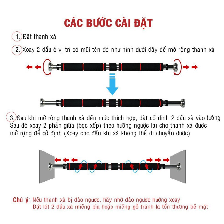 NDA Xà Đơn Treo Tường Gắn Cửa Đa Năng Dễ Điều Chỉnh 60-100cm, 80-130cm (LOẠI XỊN) 50 AO1