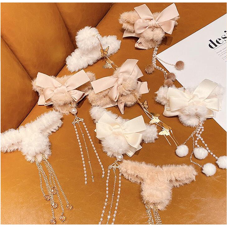 Kẹp Tóc Nơ Lông Nhung Thời Trang Dành Cho Nữ