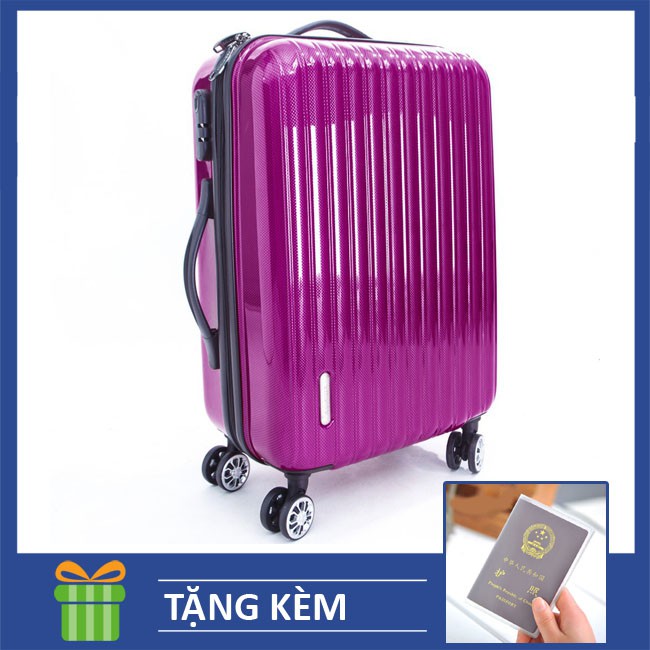 Bộ vali kéo 186 có khóa số Lock&Lock Samsung Travel Zone 20 inch màu tím và vỏ bọc hộ chiếu trong su