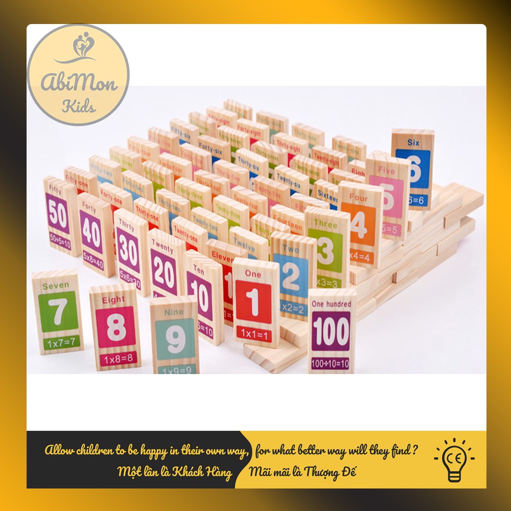 Domino Gỗ Số Đếm (100 miếng) ☘️ Montessori cao cấp ✨ (Đồ chơi Gỗ - Đồ chơi Giáo Dục - An toàn - Thông minh)